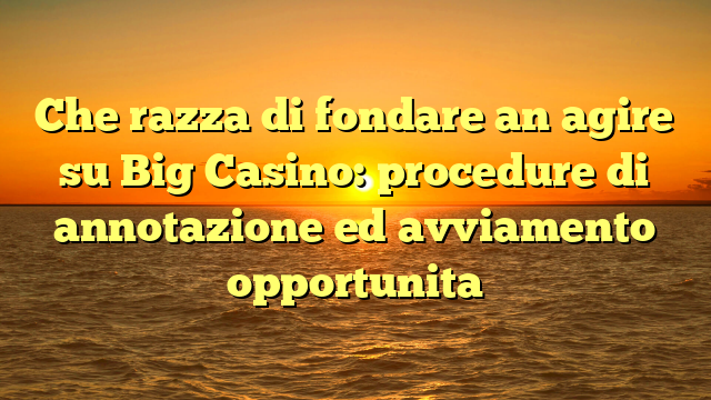 Che razza di fondare an agire su Big Casino: procedure di annotazione ed avviamento opportunita