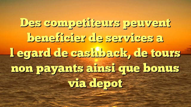 Des competiteurs peuvent beneficier de services a l�egard de cashback, de tours non payants ainsi que bonus via depot