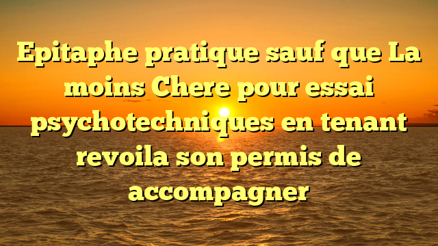 Epitaphe pratique sauf que La moins Chere pour essai psychotechniques en tenant revoila son permis de accompagner