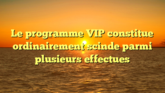 Le programme VIP constitue ordinairement scinde parmi plusieurs effectues