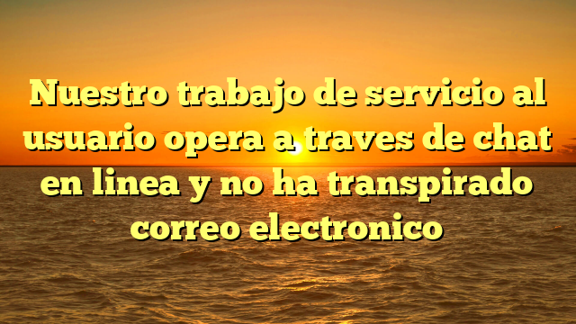 Nuestro trabajo de servicio al usuario opera a traves de chat en linea y no ha transpirado correo electronico