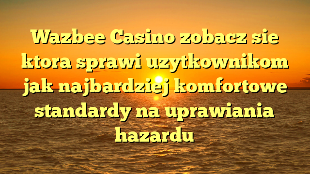 Wazbee Casino zobacz sie ktora sprawi uzytkownikom jak najbardziej komfortowe standardy na uprawiania hazardu